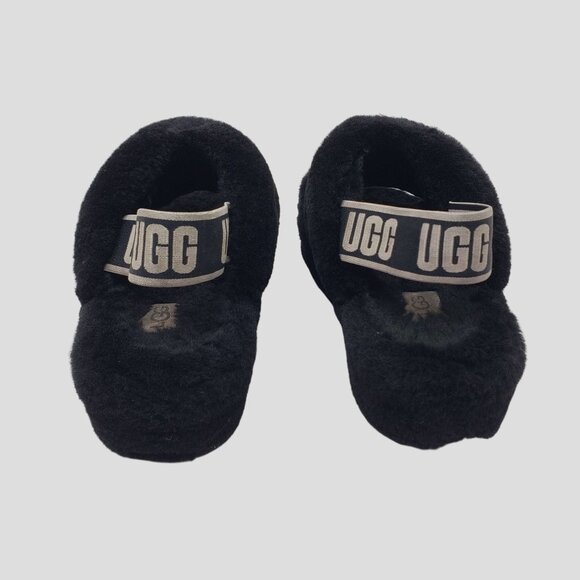 Ugg Womens Fluff Yeah Slide Sandals Black Sheepskin Size 5 - Picture 3 of 9